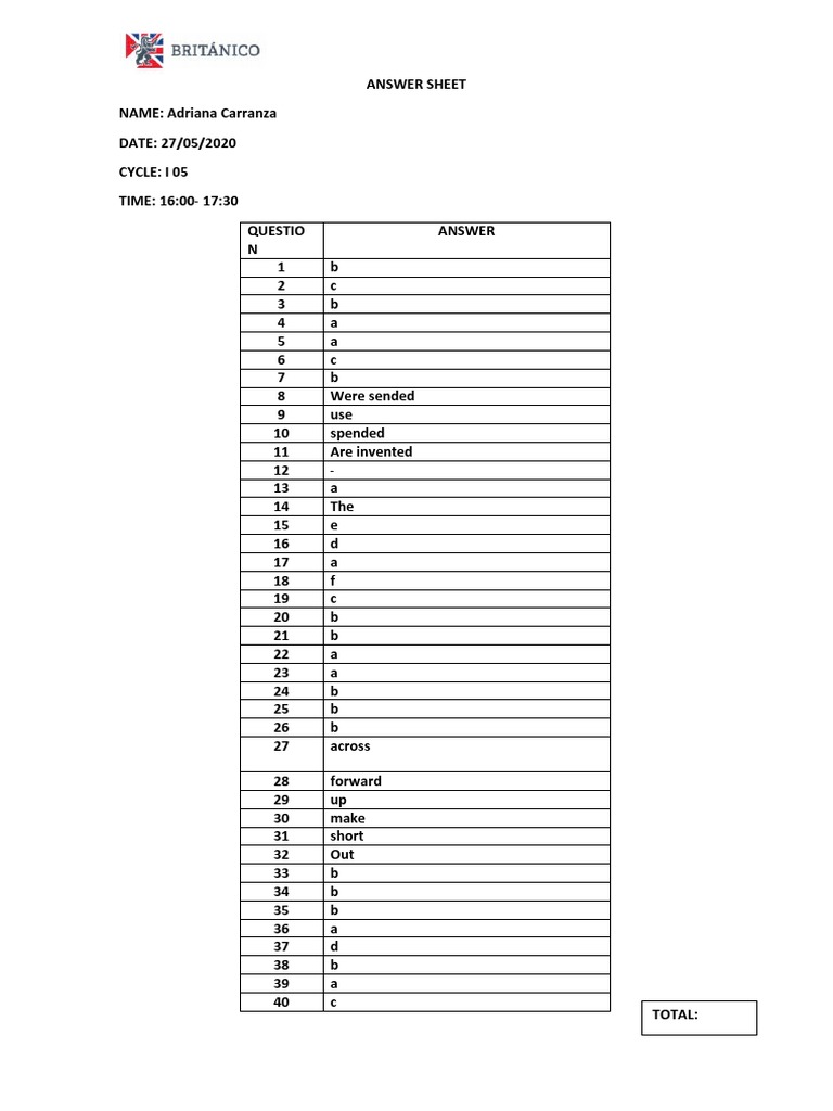 Answer Sheet Navigate Courses | PDF
