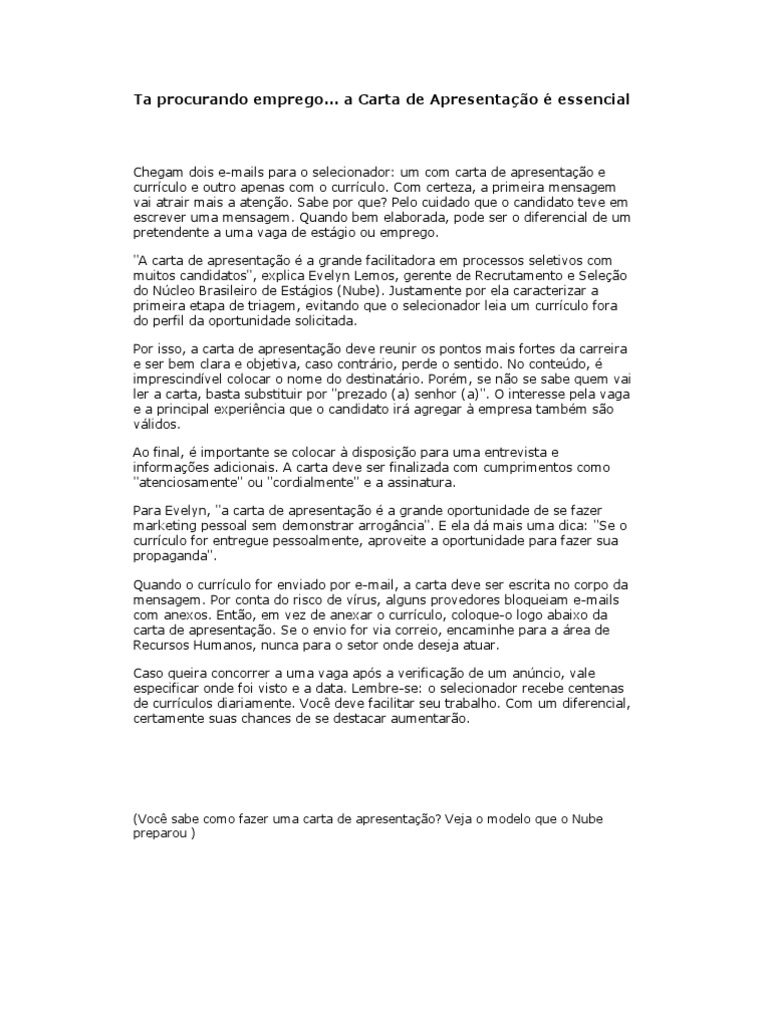 Carta de apresentação