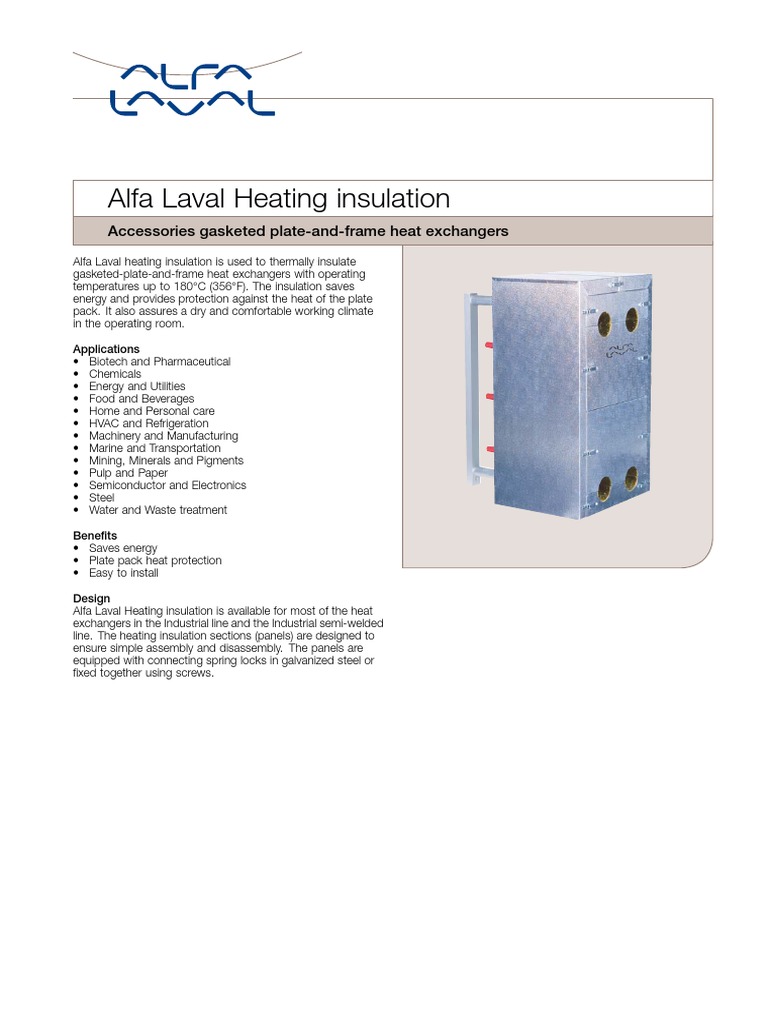 Alfa Laval Heating Insulation Accessories Gasketed PlateAndFrame