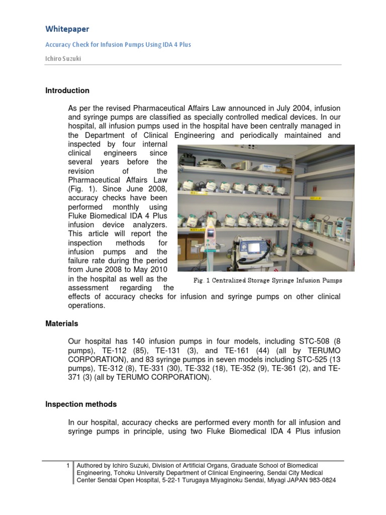 Accuracy Checks of Infusion Pumps Using IDA 4 Plus A Case Study on