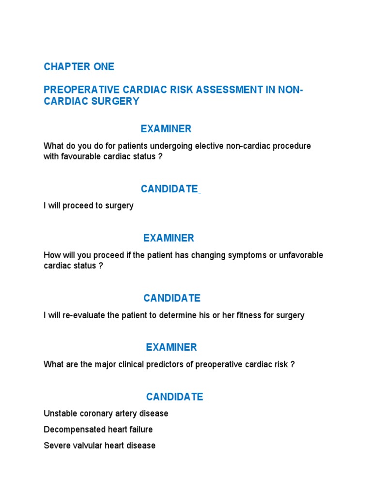 Preoperative Cardiac Risk Assessment in Noncardiac Surgery | PDF ...