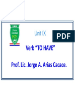 Unit IX - Verb To Have