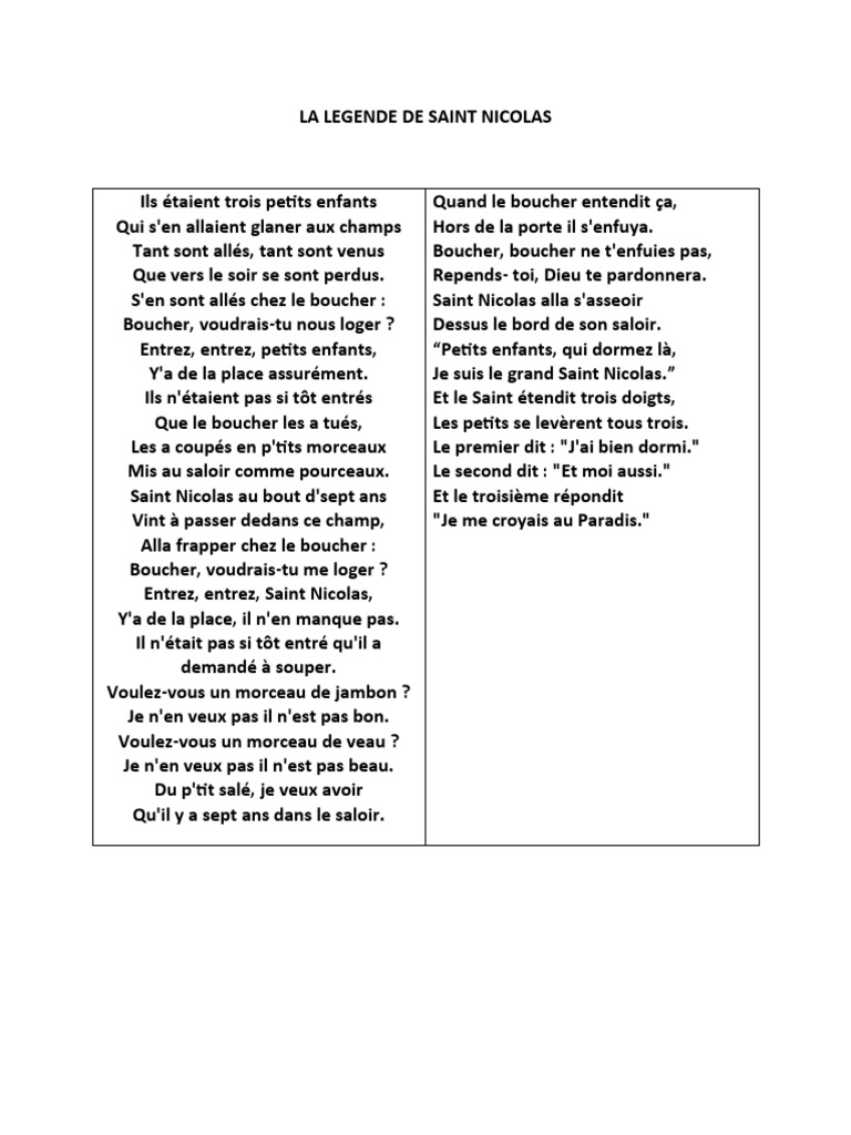 La légende et les chants de Saint Nicolas | PDF | Mystère, thriller et ...