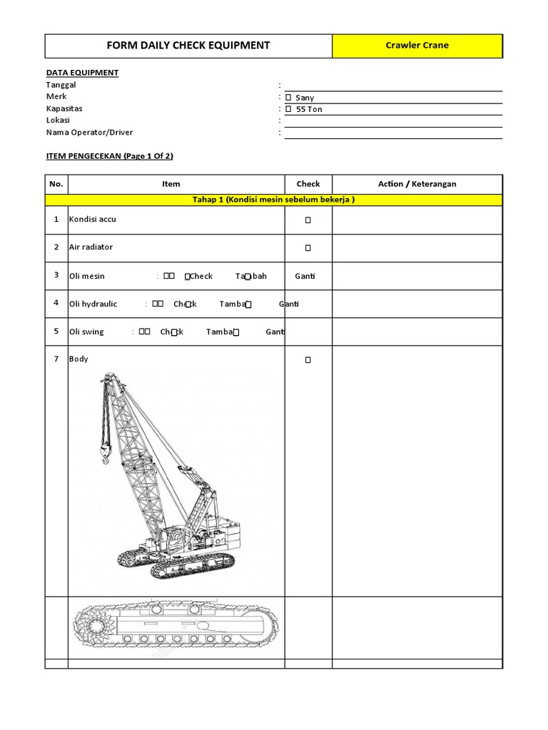 Formulir Cek Harian Peralatan | PDF