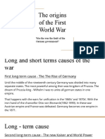 The Origins of The First World War