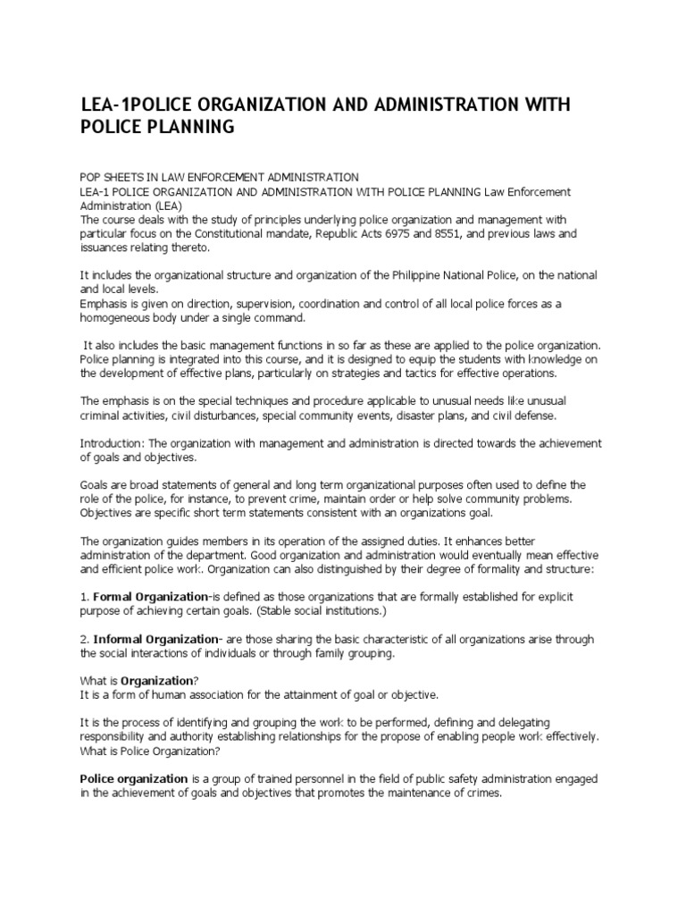 Police Organization and Administration Overview | PDF | Police | Crime ...