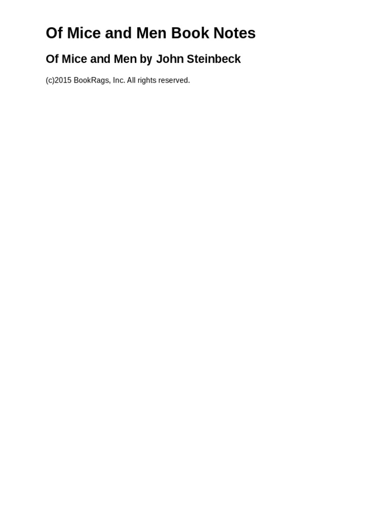 Of Mice and Men Study Guide | PDF | John Steinbeck