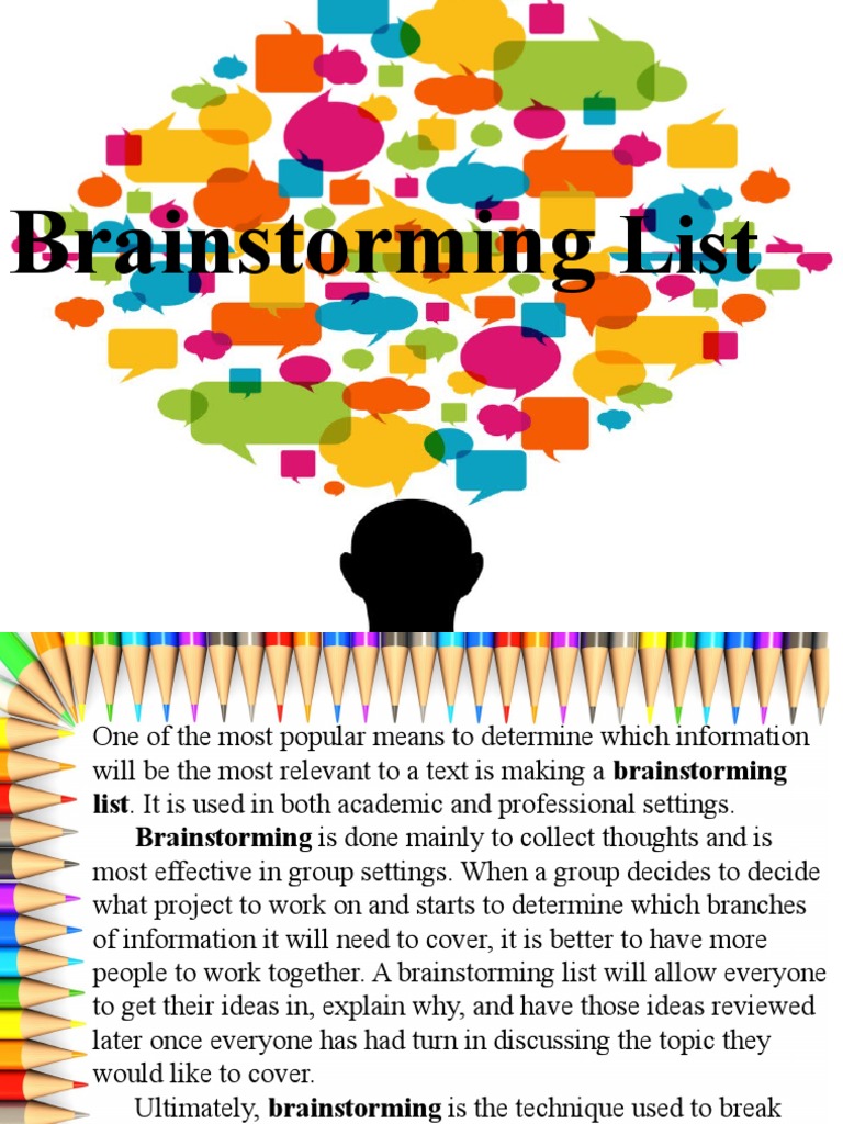 Brainstorming List | PDF | Career & Growth