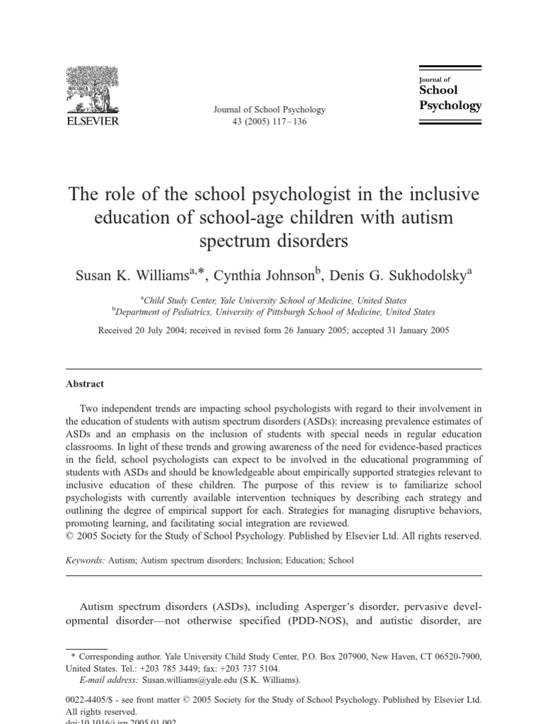 The Role of The School Psychologist in The Inclusive Education | PDF ...