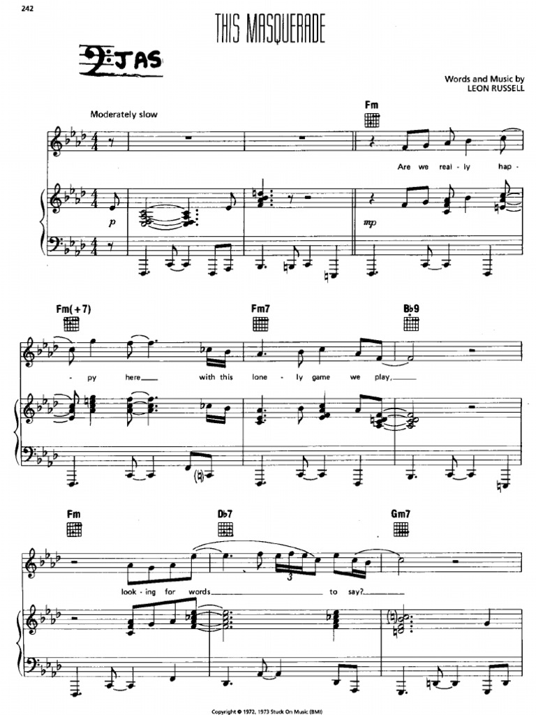Carpenters ThisMasquerade SheetMusic