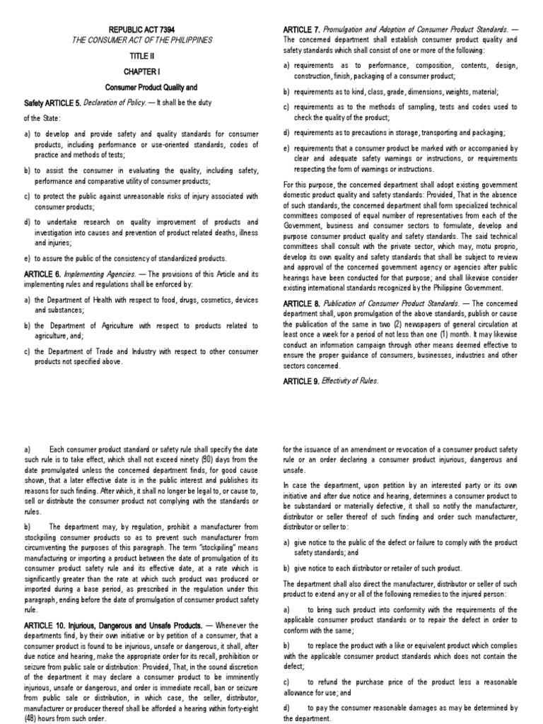 Consumer Act PDF Packaging And Labeling Safety