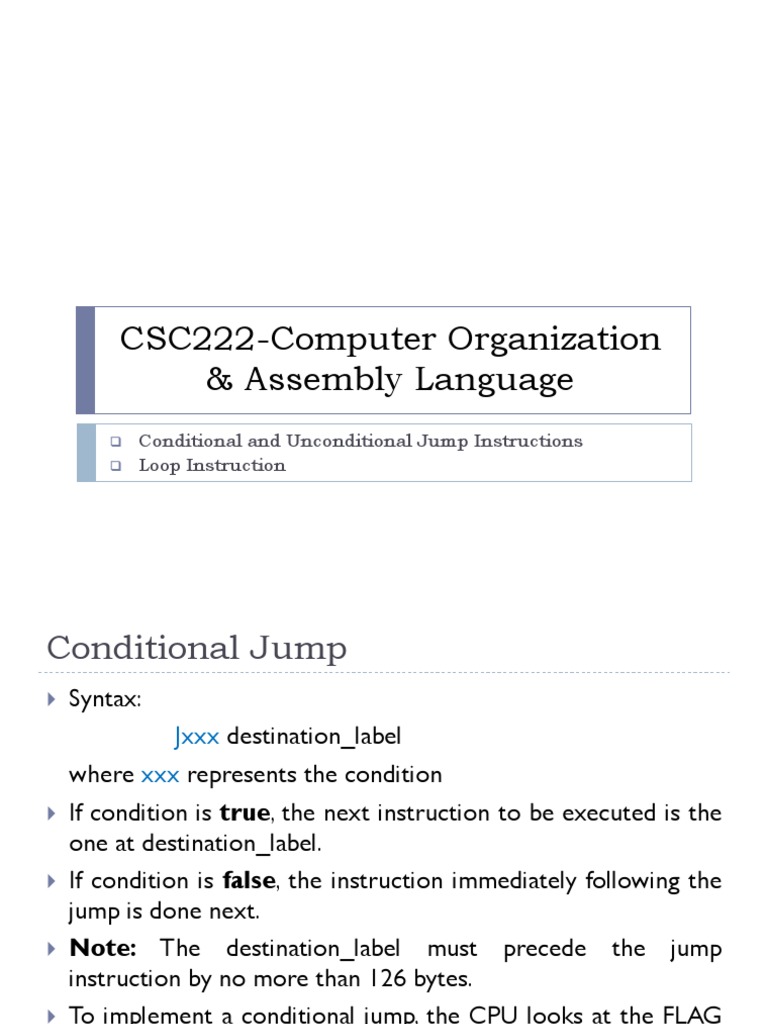 COAL Lec 7 Flow Control Instructions - Chap6 | PDF | Control Flow ...