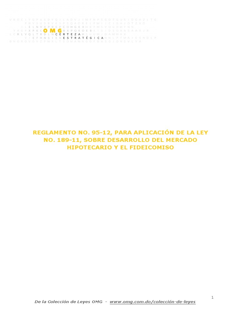 Reglamento 95-12 de Fideicomiso y Ley 189-11 | PDF | Ley de fideicomiso ...