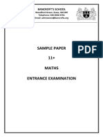 Sample Paper 11+ Maths Entrance Examination: Bancroft'S School