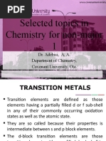 Selected Topics in Chemistry For Non-Major 1: Dr. Adebisi, A. A. Department of Chemistry, Covenant University, Ota