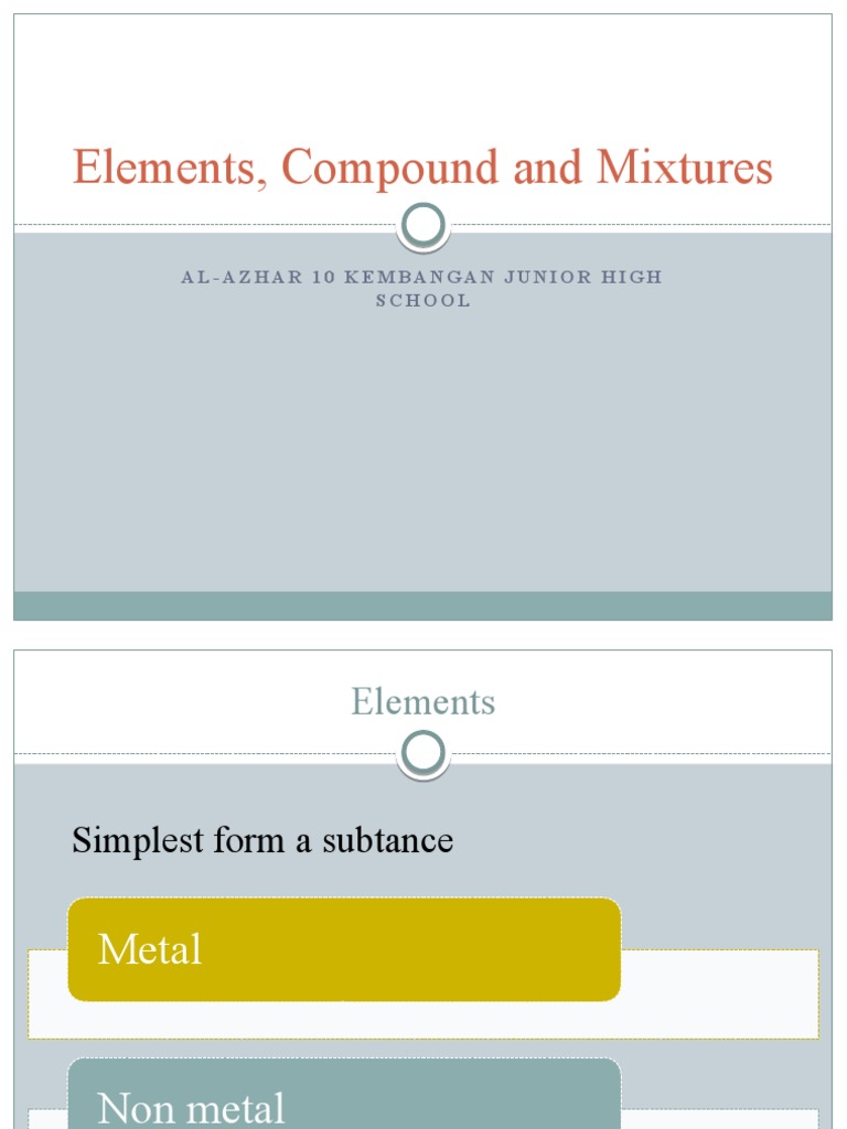 Elements, Compound and Mixtures | PDF