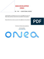 Web Developper Onea: Error - Fix - Additional Work