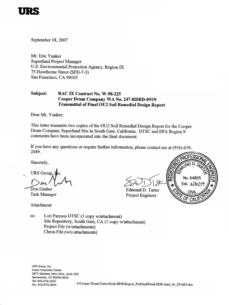 Soil Remedial Design Report for Cooper Drum | PDF | Superfund ...