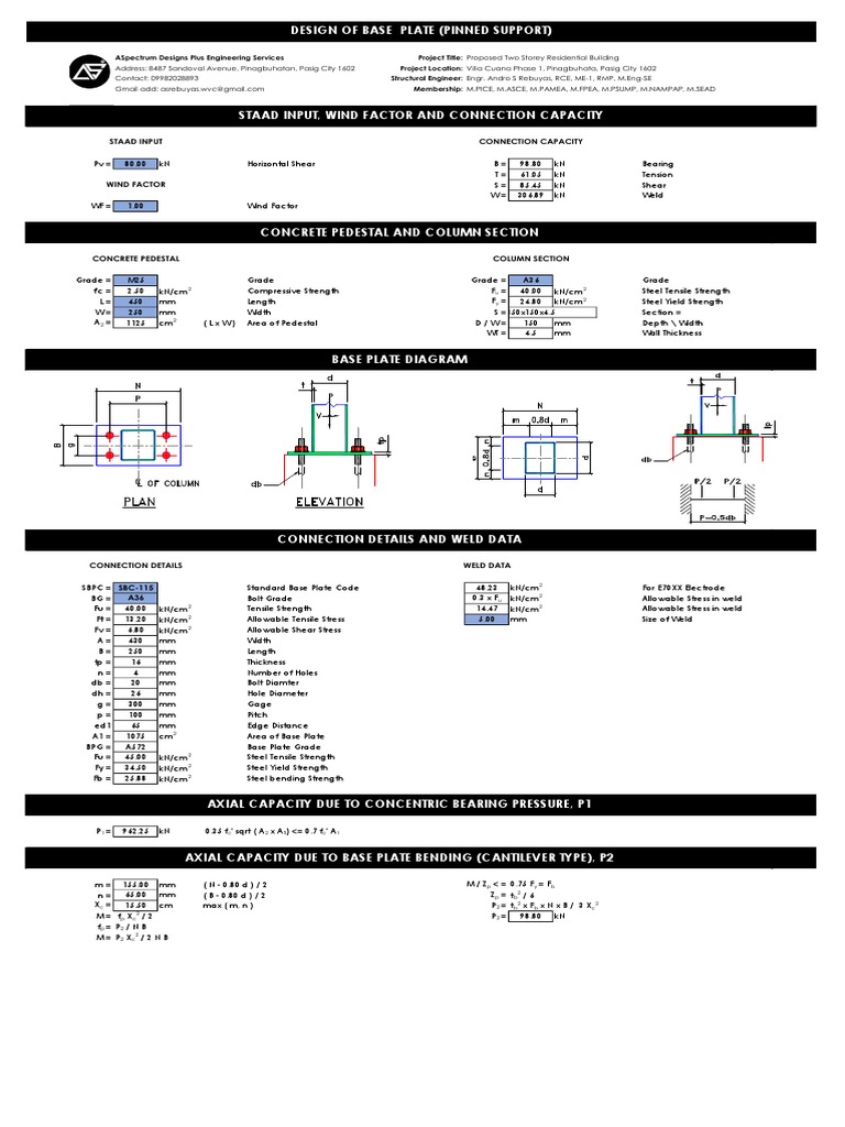 Base Plate Design for Residential Building | PDF | Solid Mechanics ...