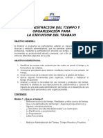 Administracion Del Tiempo y Organizacion para La Ejecucion Del Trabajo (Atemp - Contenido Programatico) 16 Horas