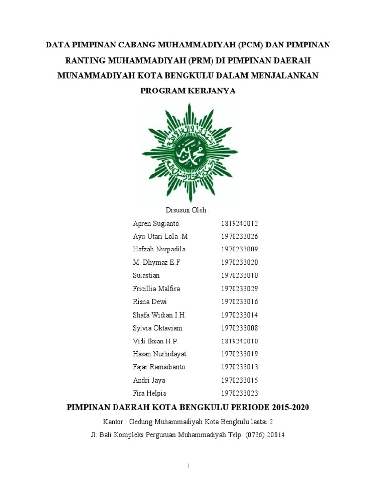 Struktur Pimpinan Muhammadiyah Bengkulu | PDF
