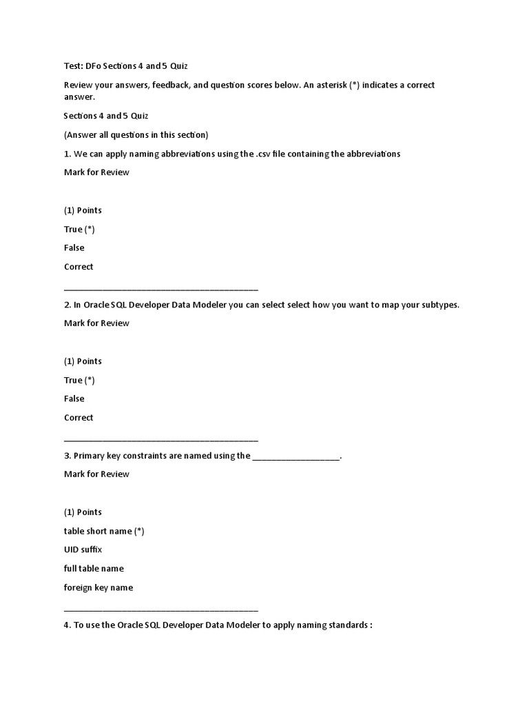 Quiz 4-5 | PDF | Relational Model | Relational Database
