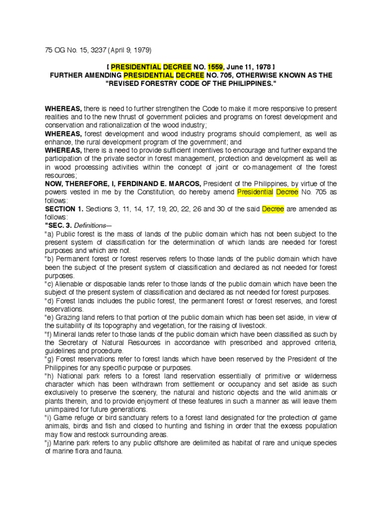 Amendments to Forestry Code 1559 | PDF | License | Lease