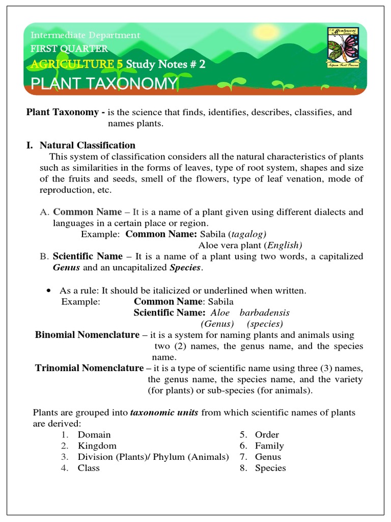 Agriculture Study Notes 2 | PDF | Taxonomy (Biology) | Genus