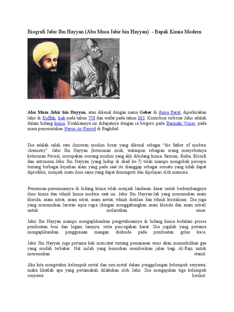 Biografi Jabir Ibn Hayyan | PDF