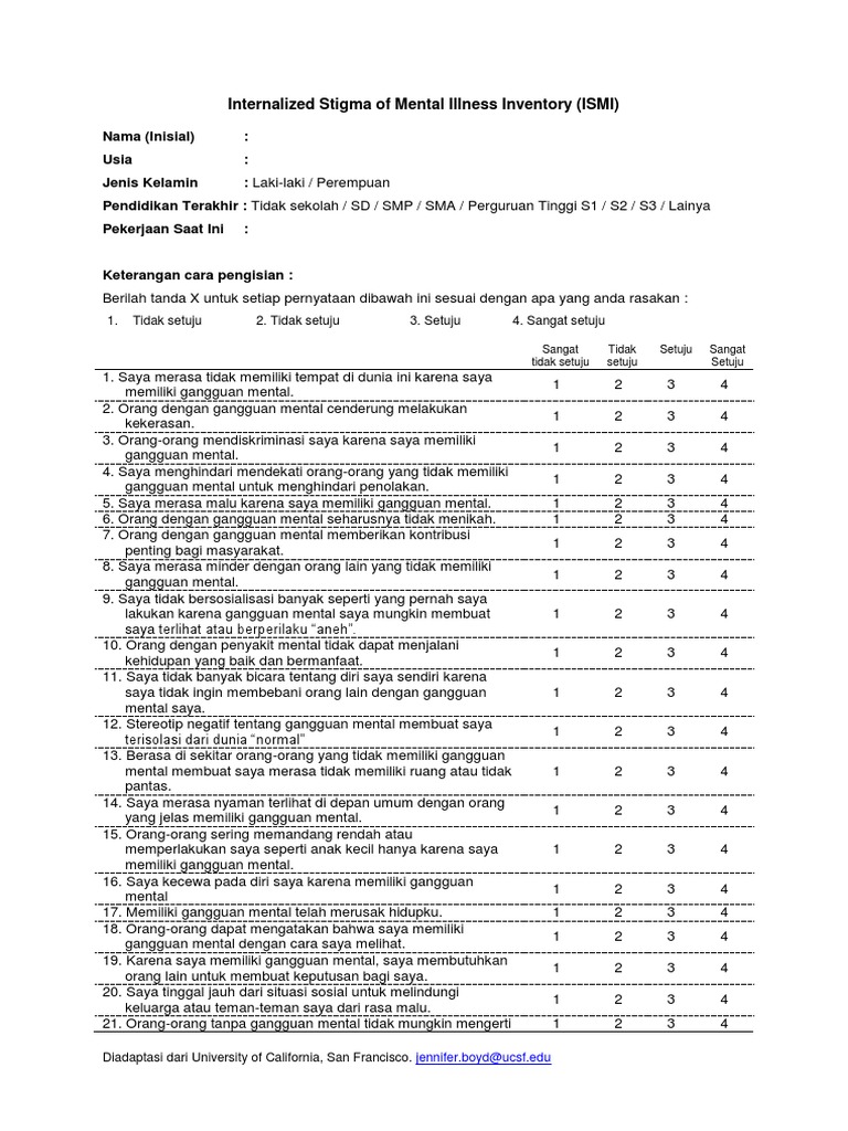 (Indonesia) Internalized Stigma of Mental Illness Inventory (1