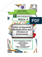 Week 4: Laws of Exponent Multiplication and Division of Polynomia Ls