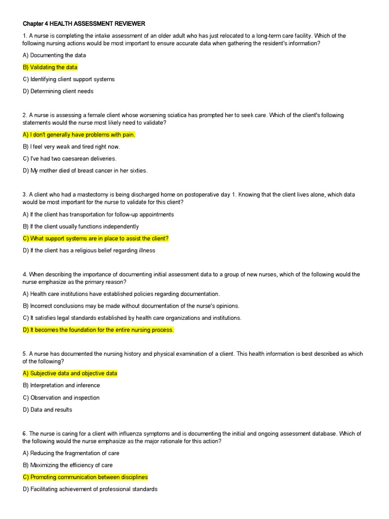 Chapter 4 HEALTH ASSESSMENT REVIEWER PDF Electronic Health Record