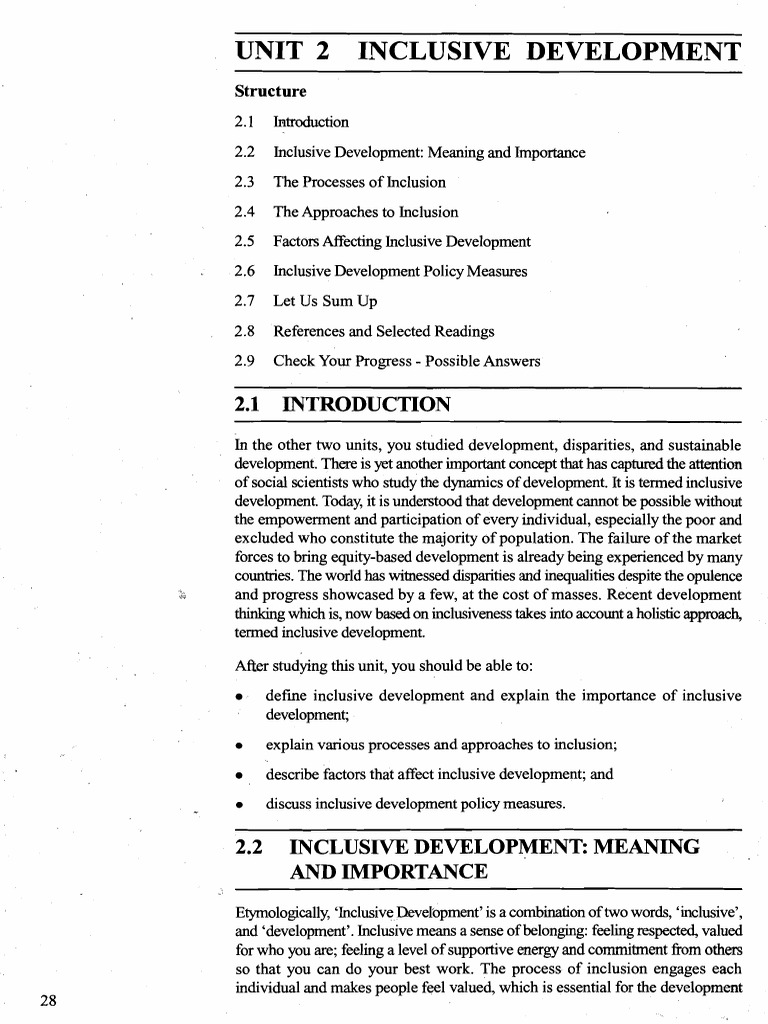 Unit 2 Inclusive Development: Structure | PDF | Social Exclusion | Poverty