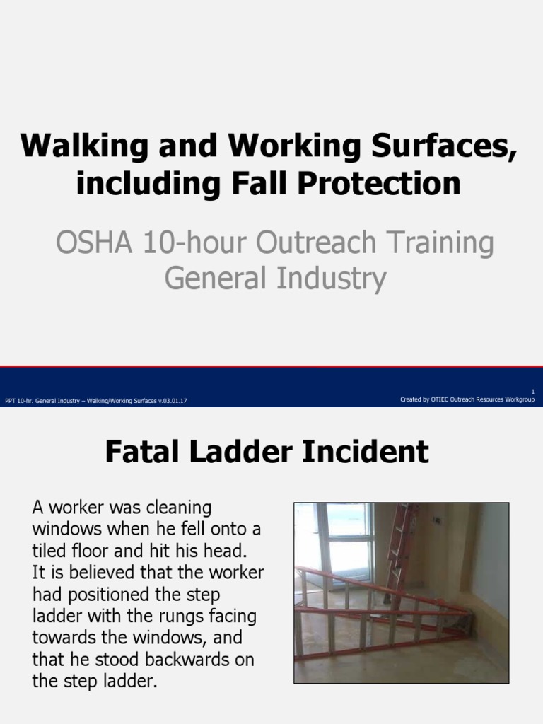 Walking and Working Surfaces, Including Fall Protection OSHA 10Hour