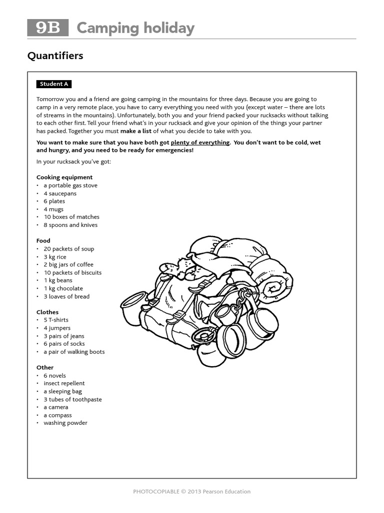 Camping Trip - Student A (Communication) | PDF | Cooking, Food & Wine