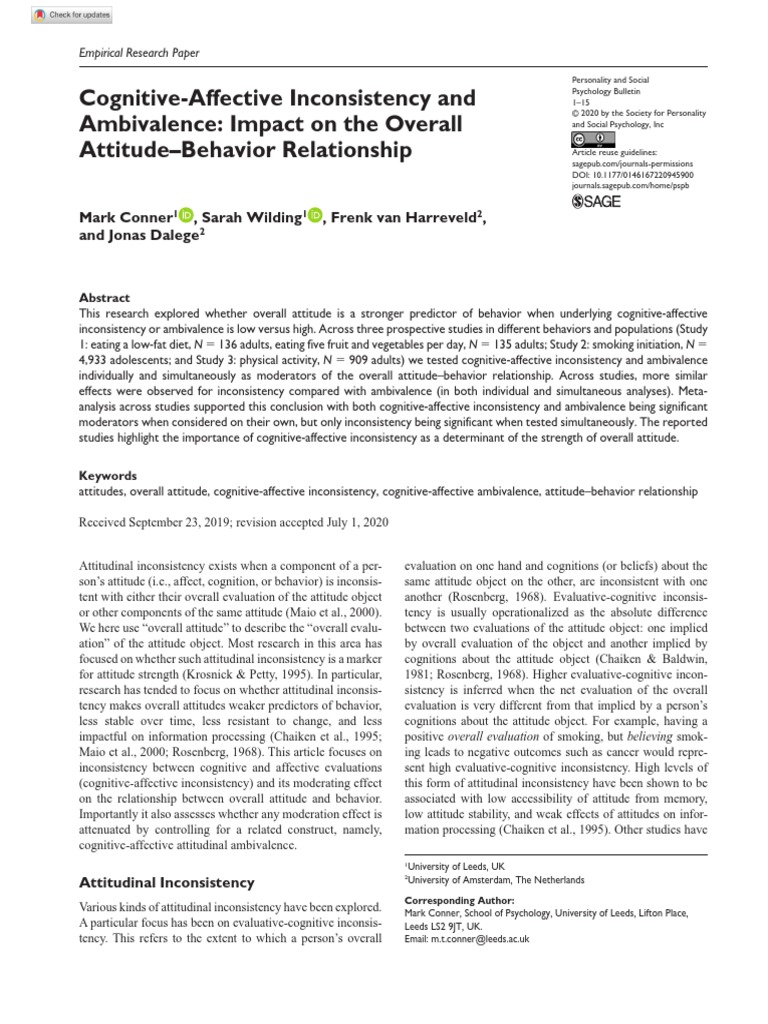 Cognitive-Affective Inconsistency and Ambivalence | PDF | Attitude ...