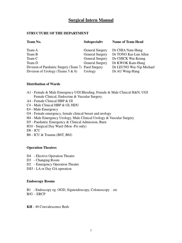 Surgical Intern Manual (For PreIntern) QEH PDF Patient Endoscopy