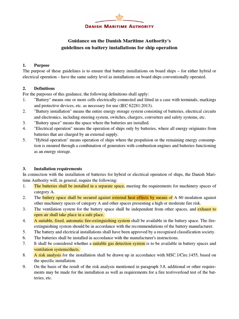 Battery Install Guidelines Danish Authority PDF Hybrid Vehicle