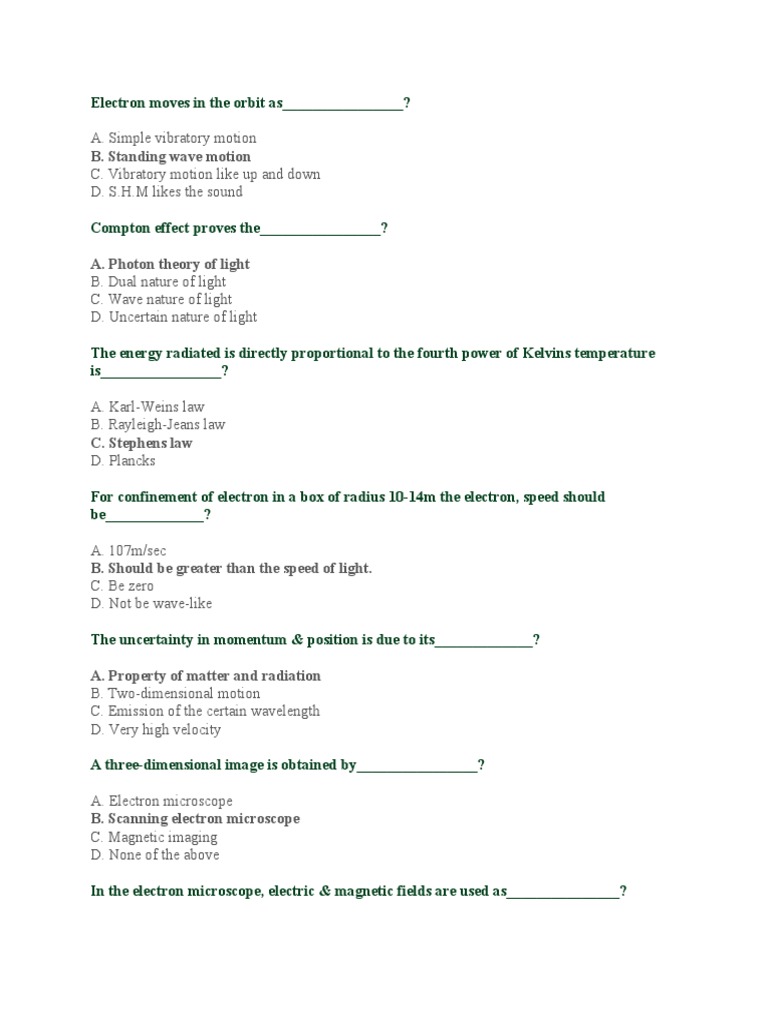 MCQs on Photoelectric Effect and Modern Physics | PDF | Photoelectric ...