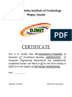 Certificate: Dr. Jivraj Mehta Institute of Technology Mogar, Anand