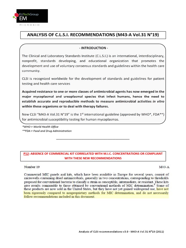 Analysis Of Clsi Recommendations Cv261115 V3 0 Final Pdf