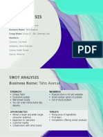 Swot Analysis: Section: ABM 12 - Pythagoras Business Name: Taho Avenue Group Name: Group 8 - Sto. Domingo 2 ND Members