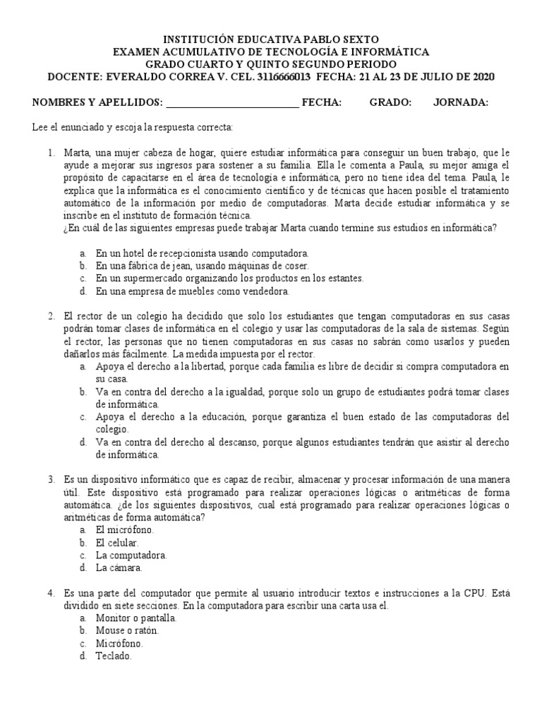 Tecnologia 4 y 5 | PDF | Hardware de la computadora | Ingeniería ...