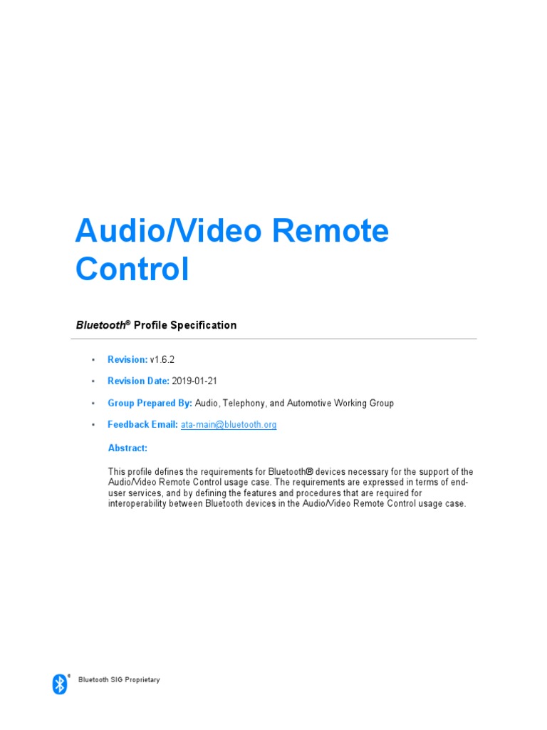 AVRCP v1.6.2 PDF Bluetooth Remote Control