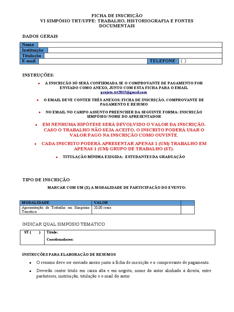 Ficha Apresentador | PDF
