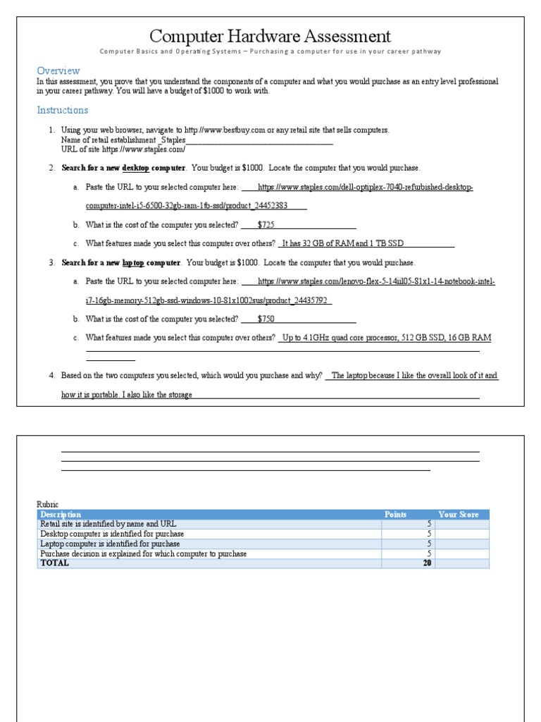 ComputerHardwareAssessment 2 PDF