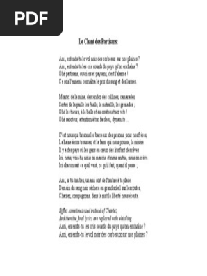 le chant des partisans paroles pdf