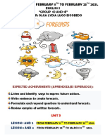 English Unit 5 Lesson 1-2 Forecasts February 11TH. To Feb. 25TH