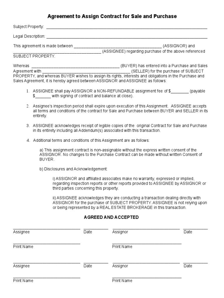 Wholesale Assignment Agreement PDF Assignment (Law) Legal Concepts