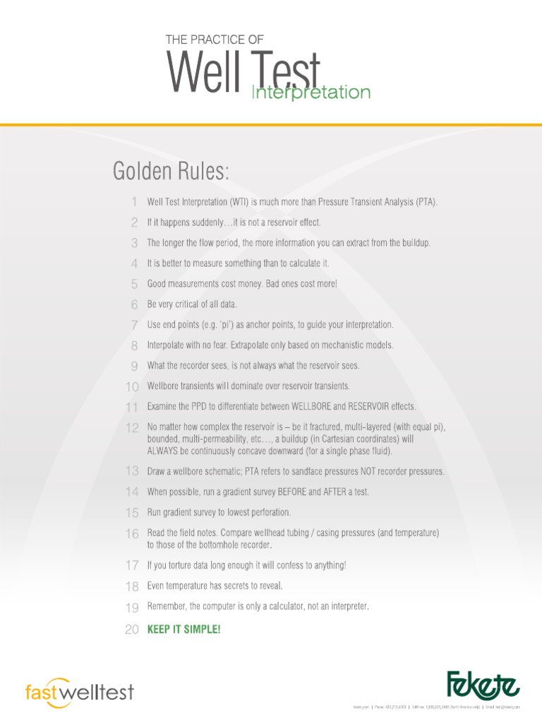 Golden - Rules of Well Test | PDF